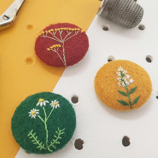 Flowering Herb Embroidered Badge Set by Amy Panda