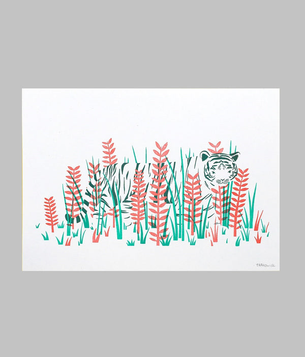 Tiger in the Grass (Red and Green)