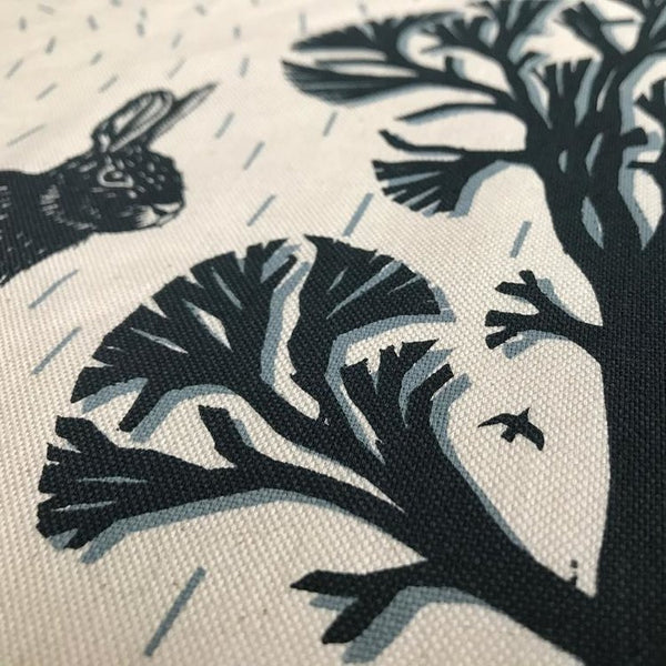 Leaping Hare Cotton Tea Towel by Folded Forest