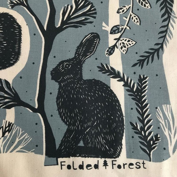 Leaping Hare Cotton Tea Towel by Folded Forest