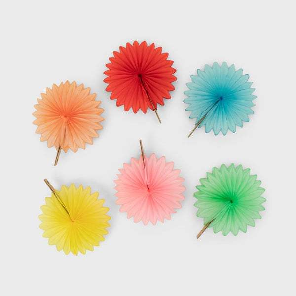 Mini Fan 6 Pack, Rainbow Pastel