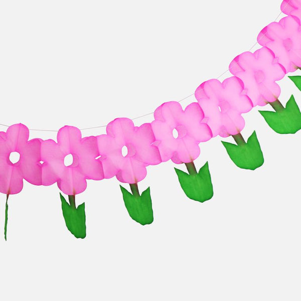 Paper Flower Garland, Bright Pink