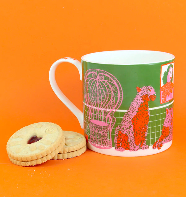 Vintage retro illustrated mug 