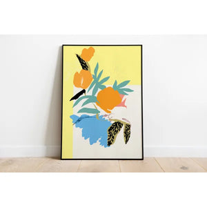Contemporary abstract art print - wall decor for the home by Lucy Sherston. Fresh colours, oranges 