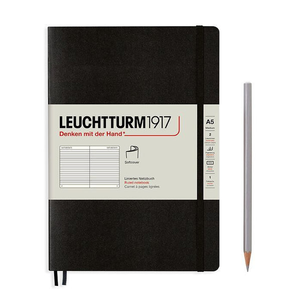 Leuchtturm1917 Medium (A5) Softcover Notebook - Black